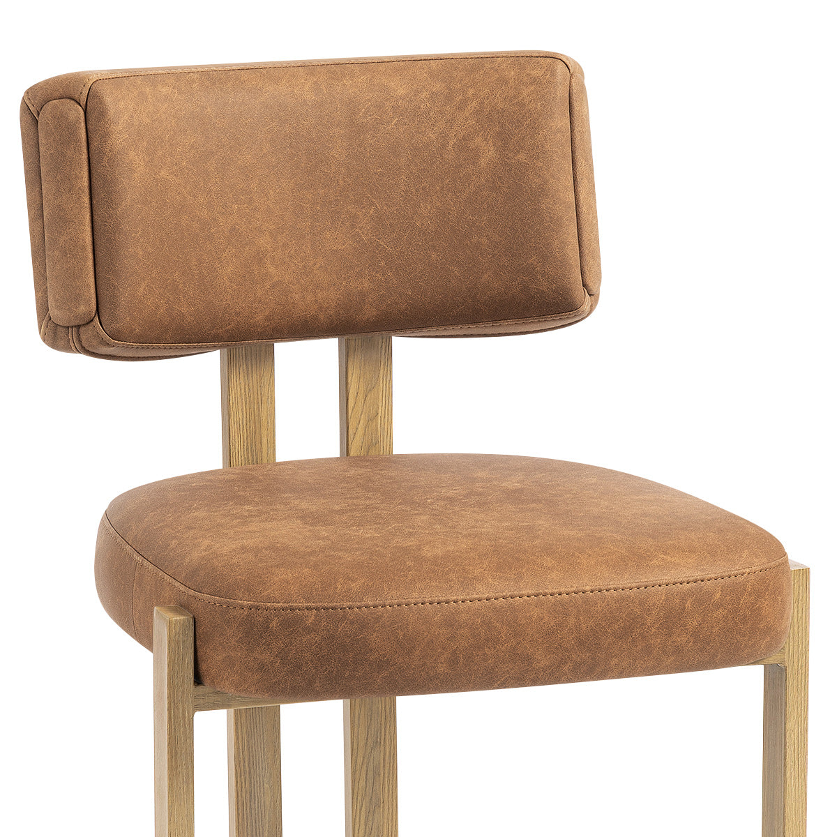 Chaise Métal Faux Cuir - Mira Marron
