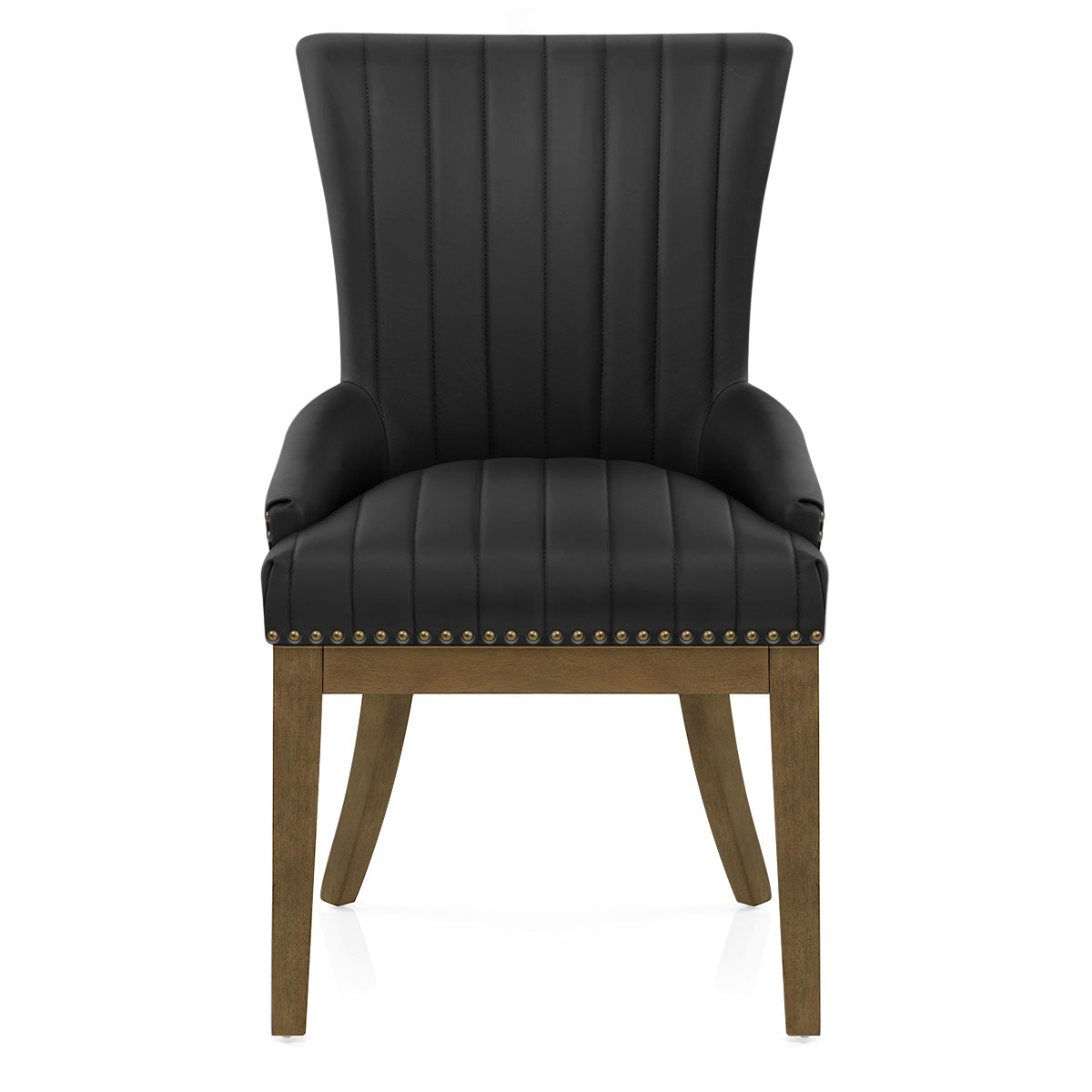 Chaise Bois Cuir Véritable - Chiltern Noir