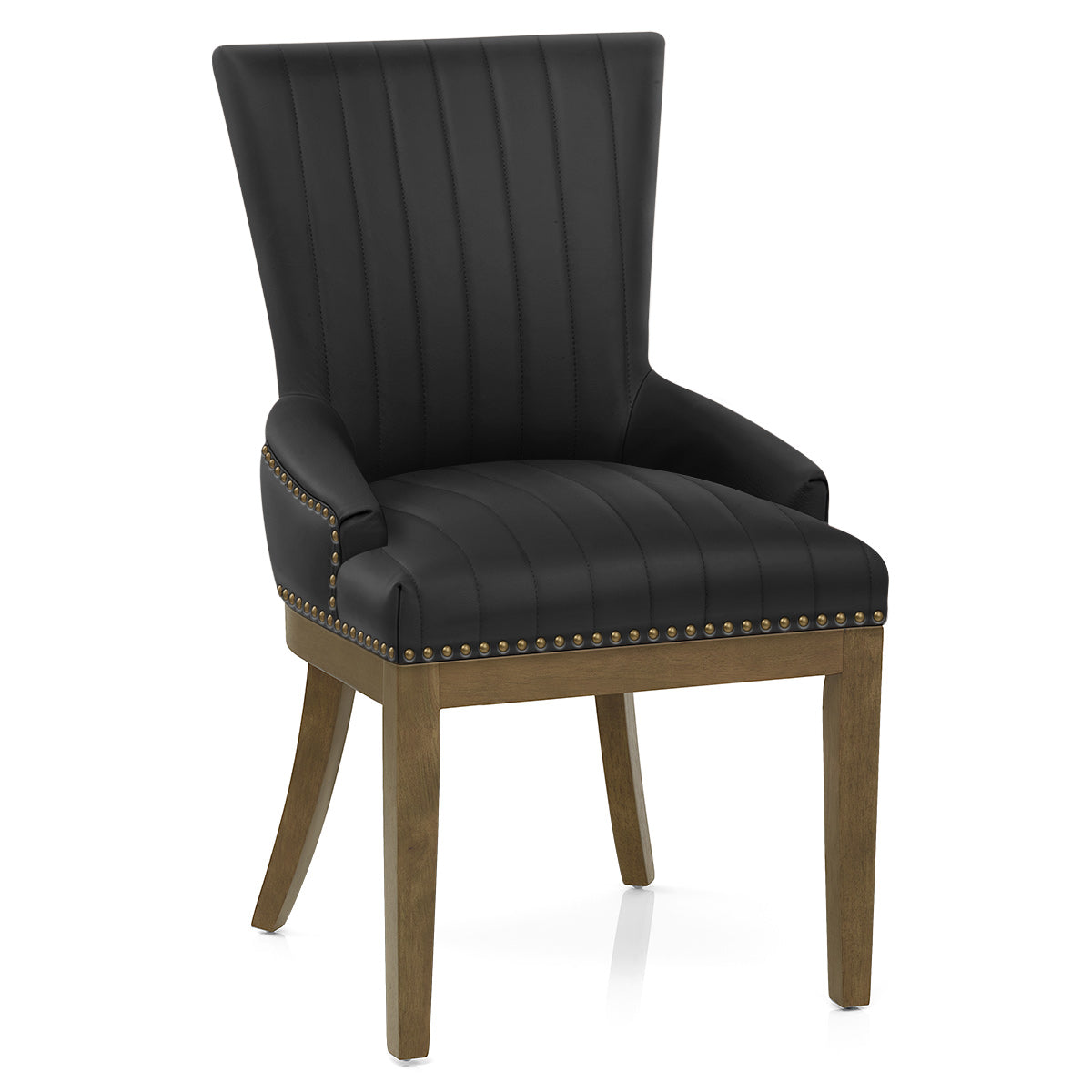 Chaise Bois Cuir Véritable - Chiltern Noir