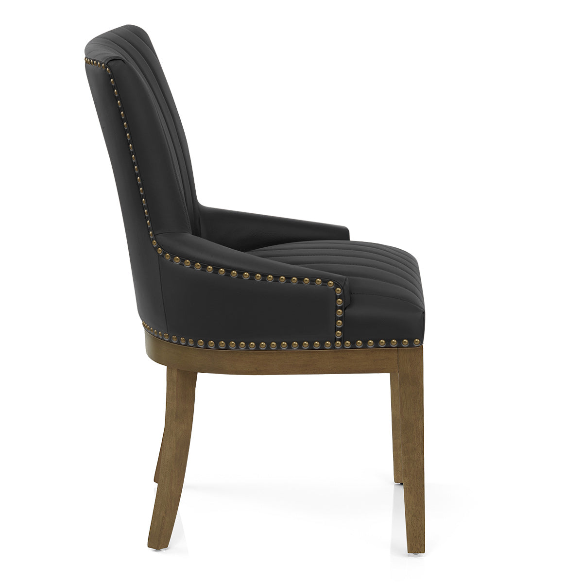Chaise Bois Cuir Véritable - Chiltern Noir