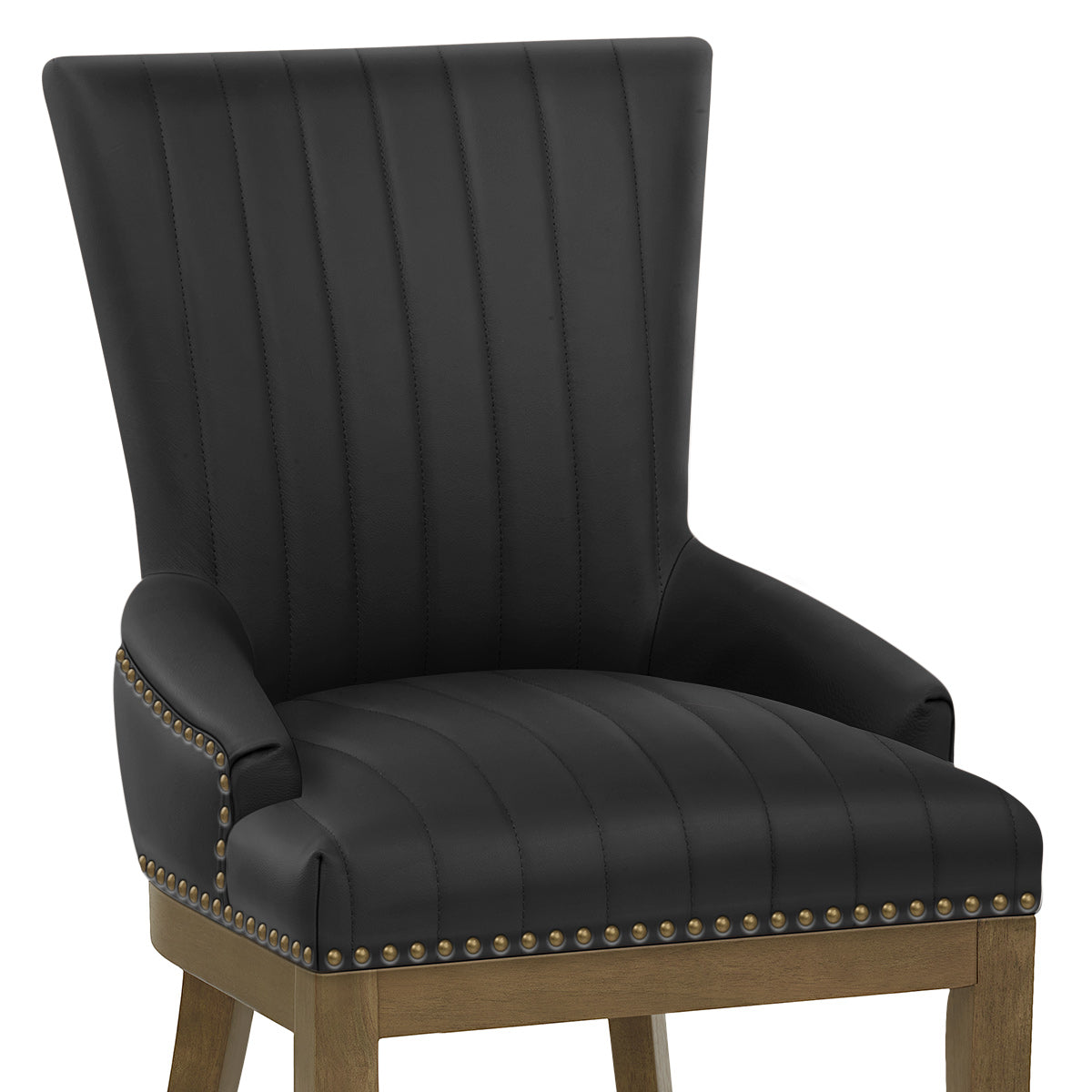 Chaise Bois Cuir Véritable - Chiltern Noir