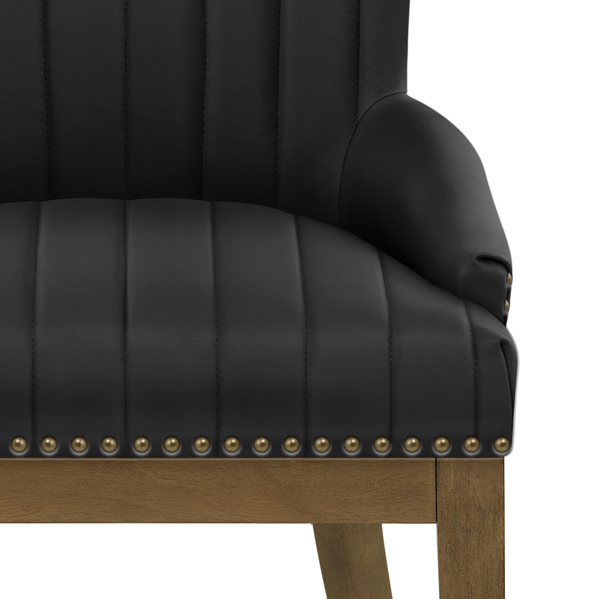 Chaise Bois Cuir Véritable - Chiltern Noir