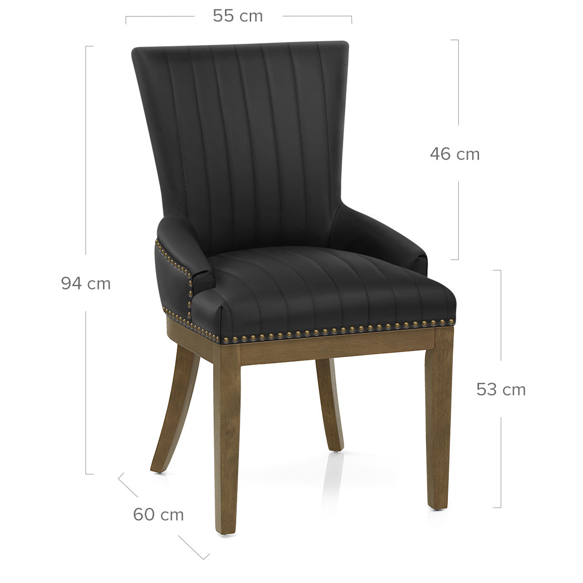 Chaise Bois Cuir Véritable - Chiltern Noir