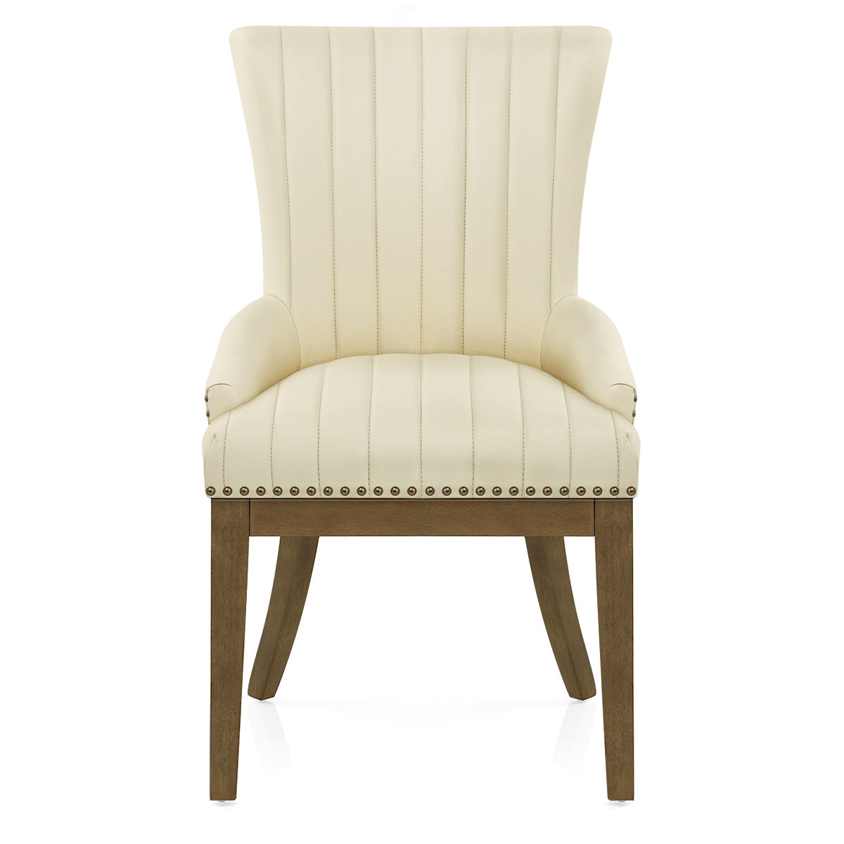 Chaise Bois Cuir Véritable - Chiltern Crème