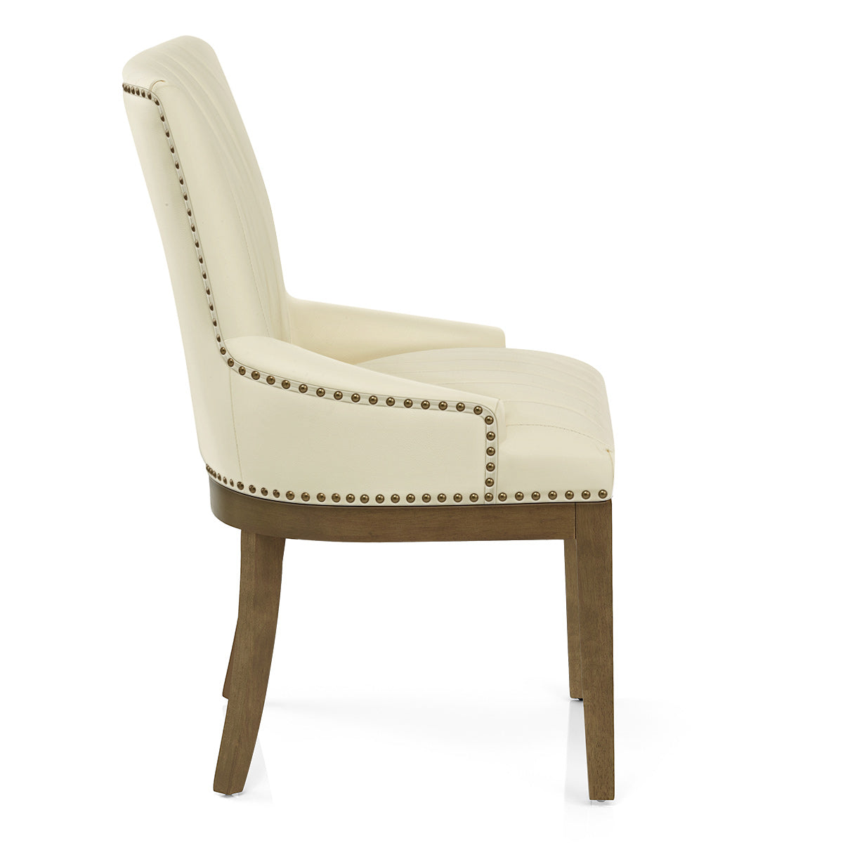 Chaise Bois Cuir Véritable - Chiltern Crème