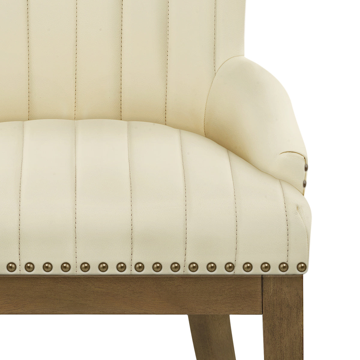 Chaise Bois Cuir Véritable - Chiltern Crème