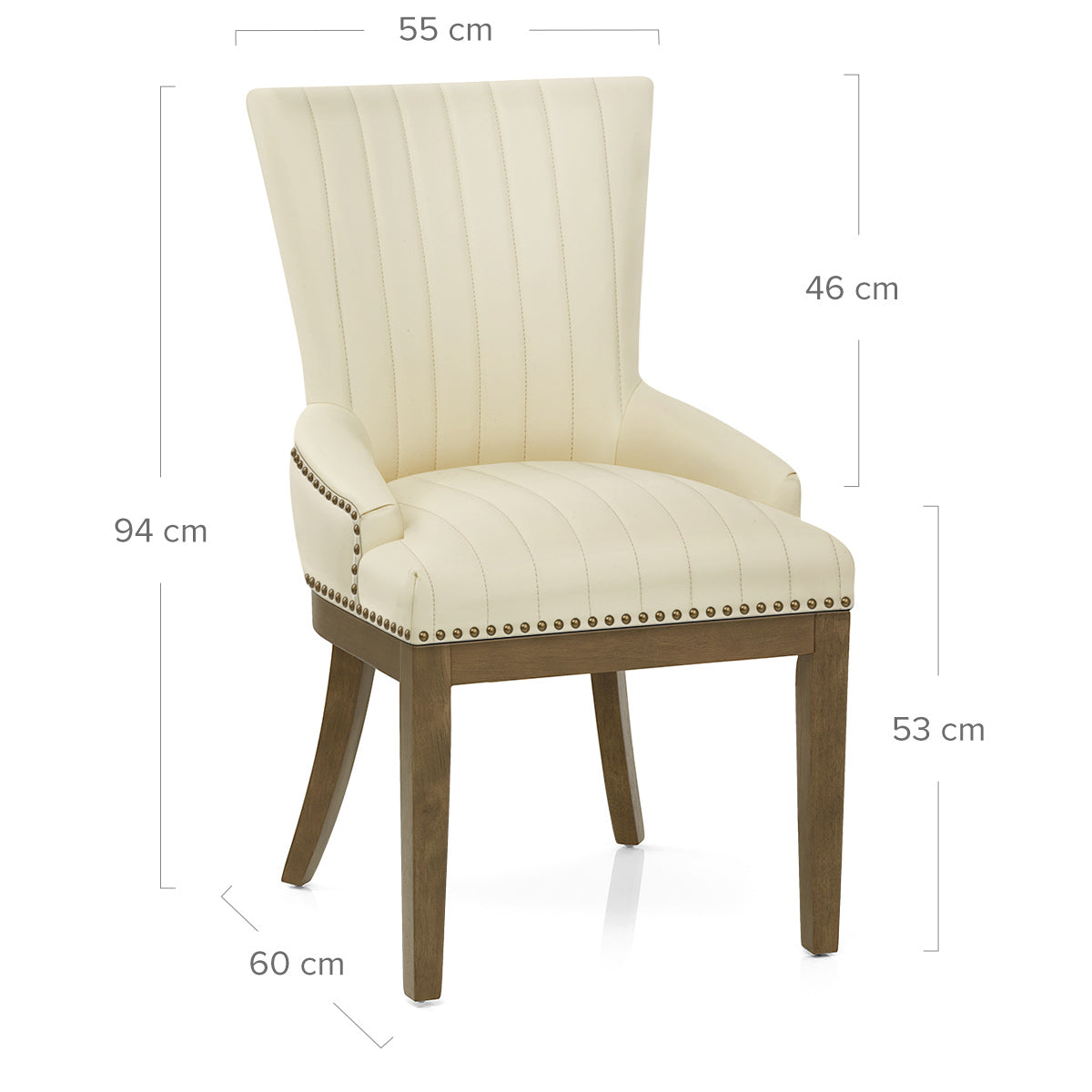 Chaise Bois Cuir Véritable - Chiltern Crème