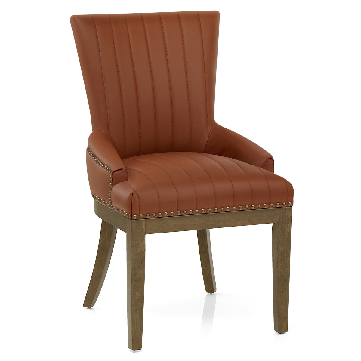 Chaise Bois Cuir Véritable - Chiltern Marron
