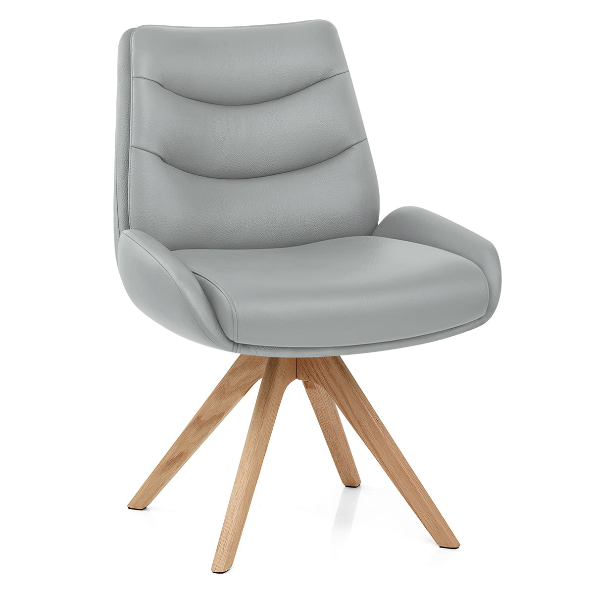 Chaise Bois Cuir Véritable - Madrid Gris