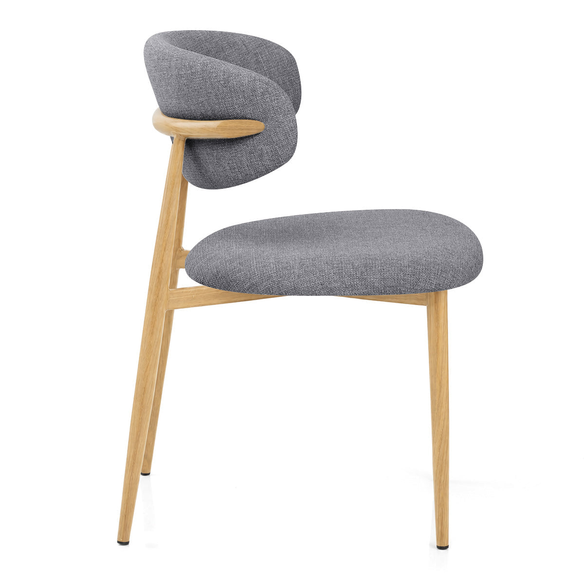 Chaise Effet Chêne Tissu - Harrow Gris