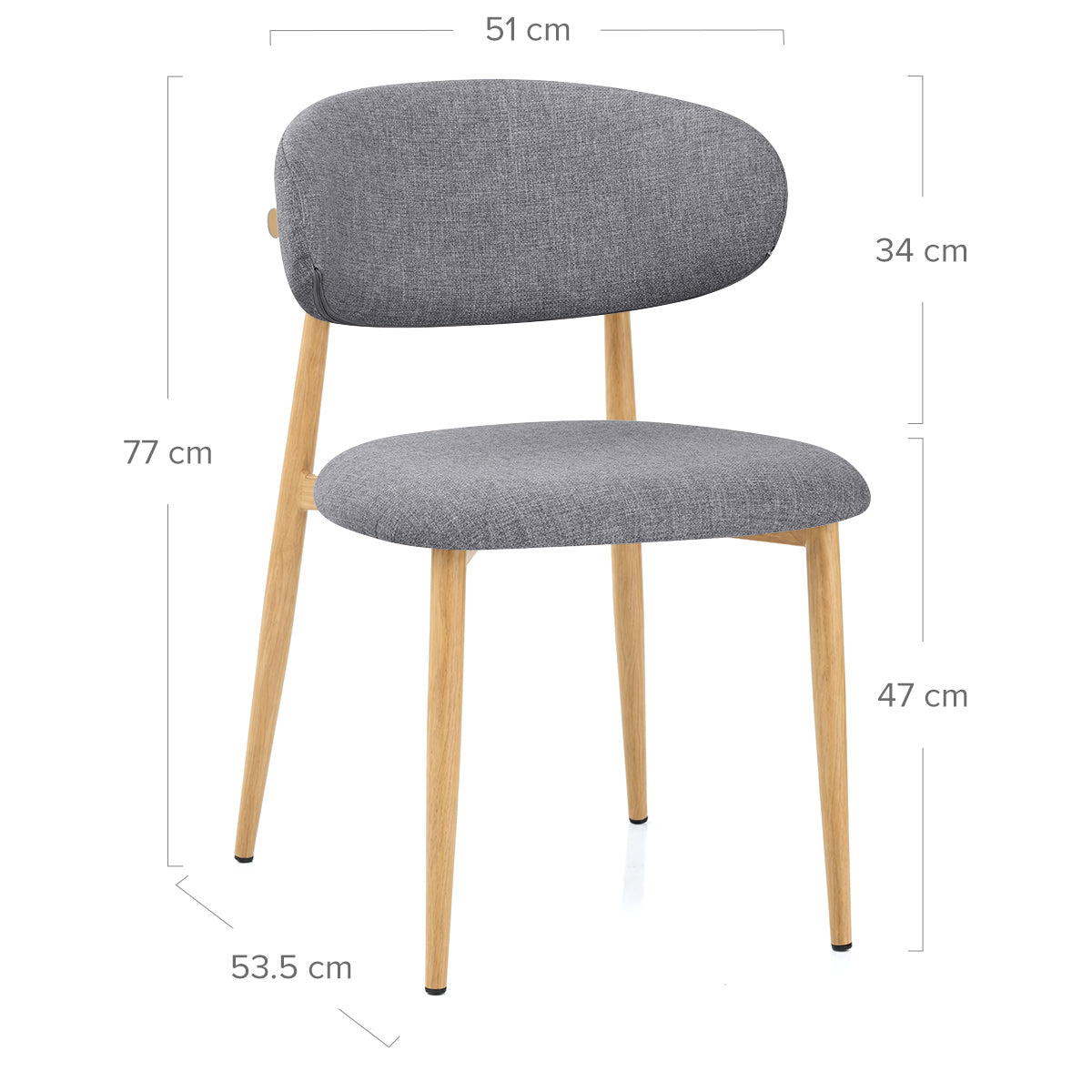 Chaise Effet Chêne Tissu - Harrow Gris