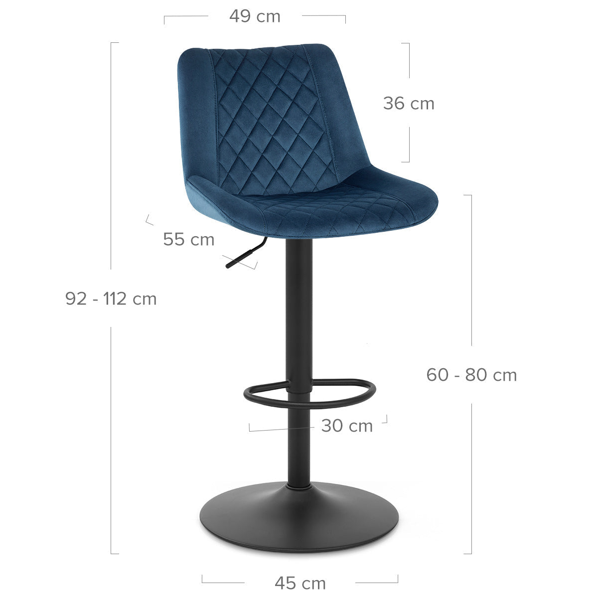 Chaise de Bar Velours - Faro Bleu