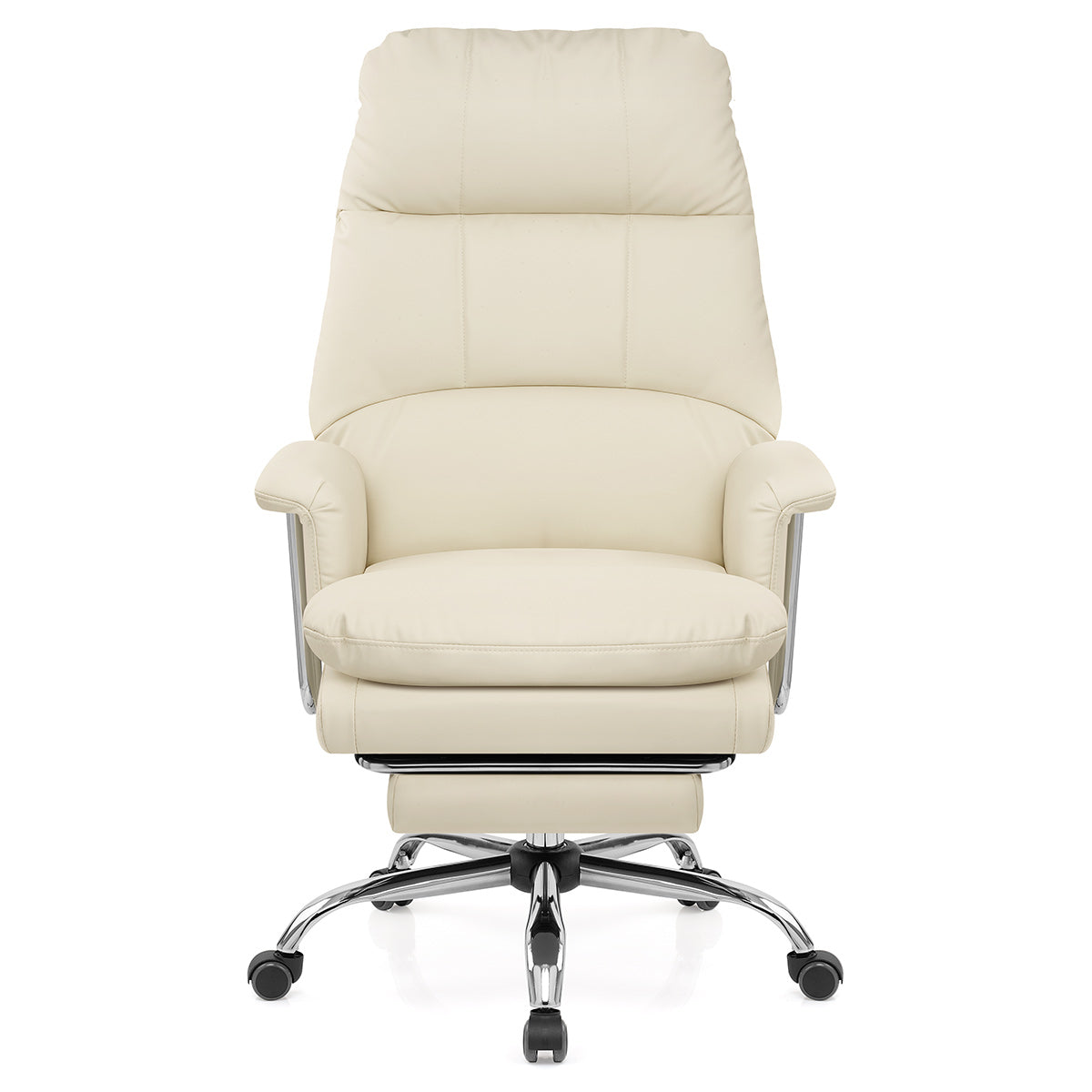 Colmar Cream Eco Leather Reclining Office Chair with Footrest