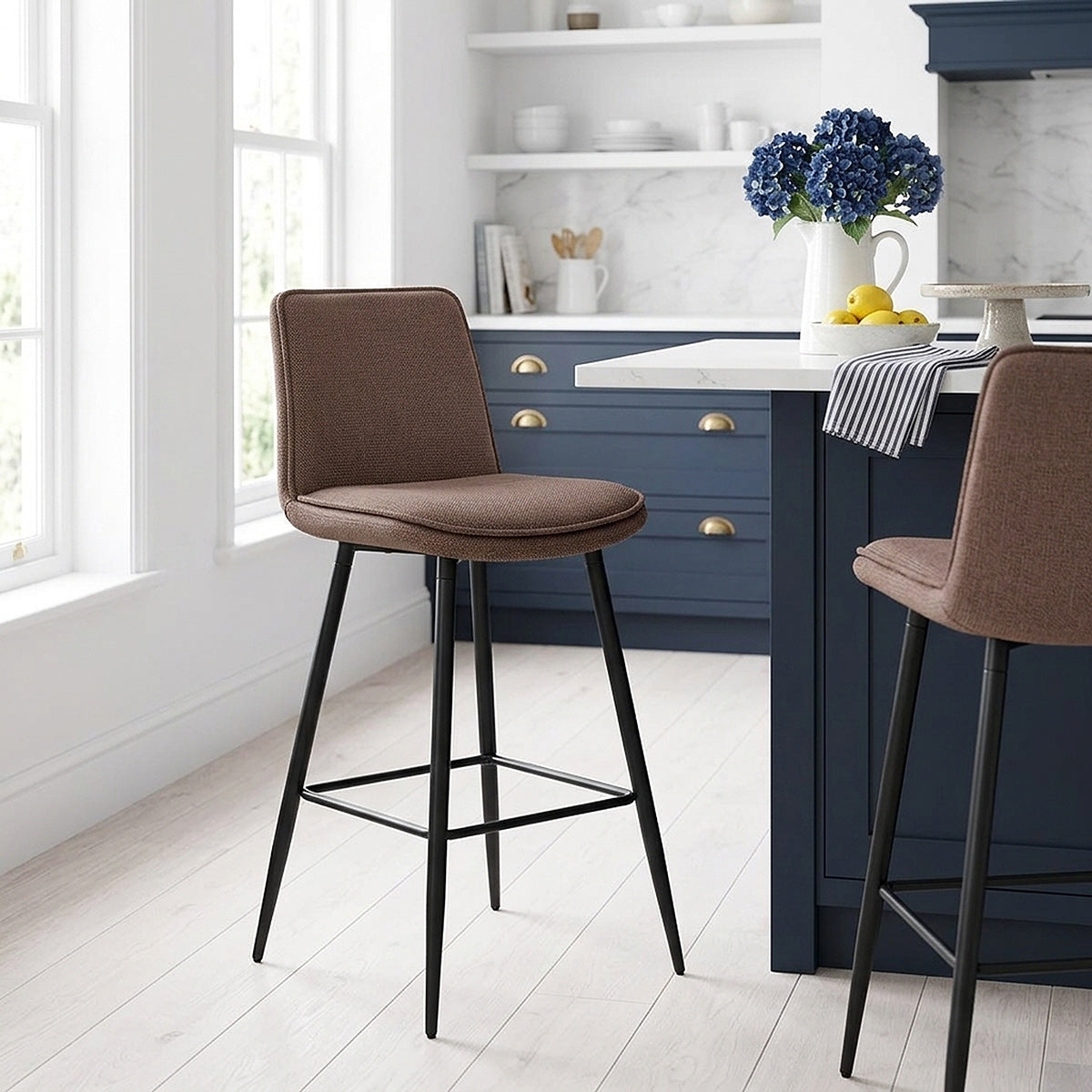 Tabouret de Bar Tissu - Abi Marron 