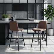 Tabouret de Bar Tissu - Abi Marron 