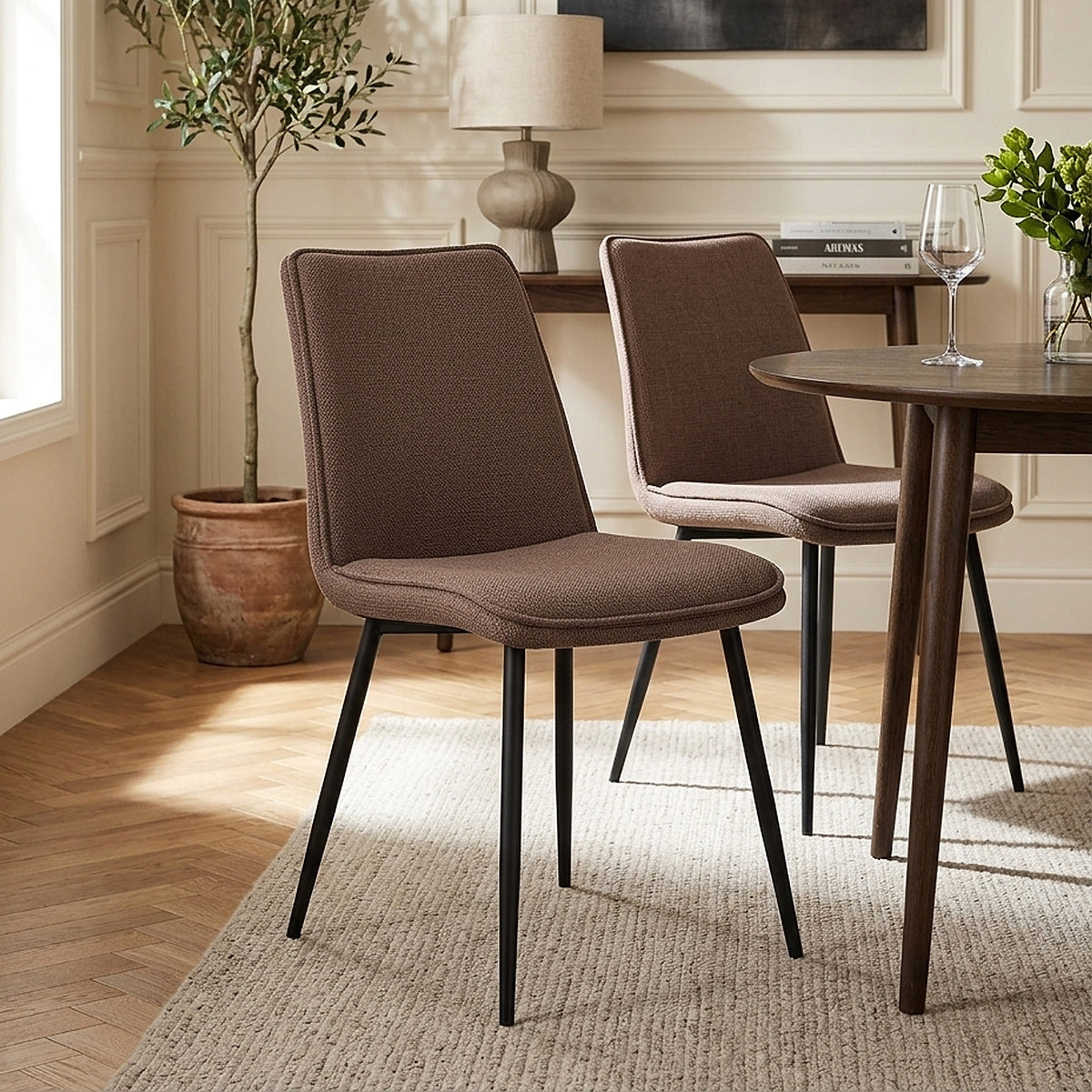 Chaise Tissu - Abi Marron 