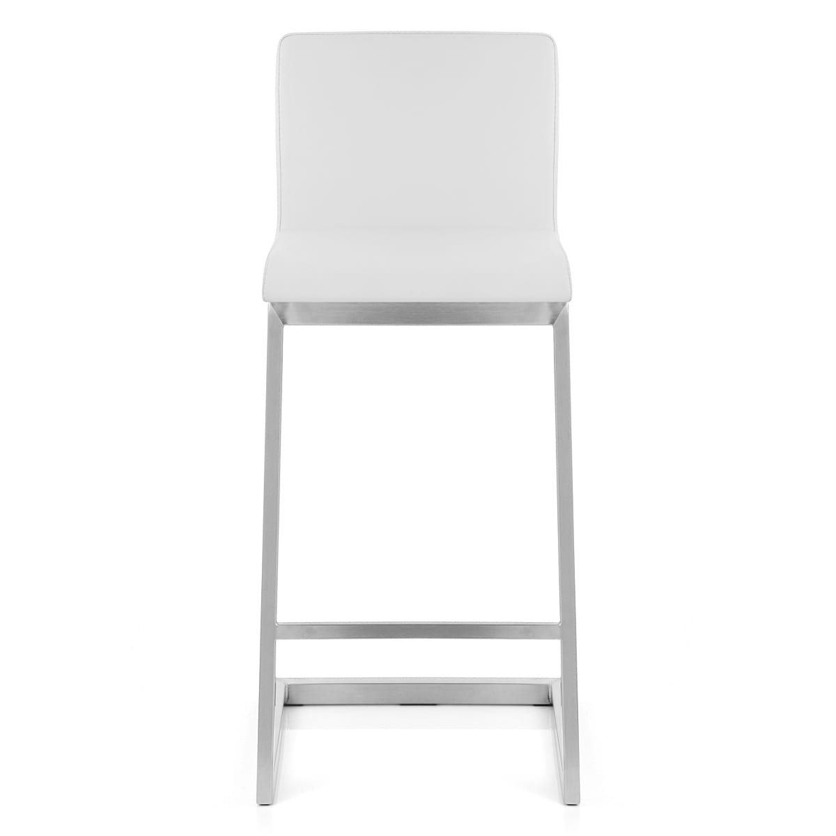 Tabouret Faux Cuir Chrome Brossé - Ace Blanc 