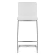 Ace Brushed Steel Stool White