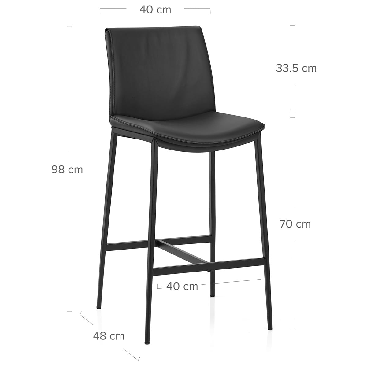 Addison Real Leather Stool Black