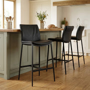 Tabouret Cuir Veritable - Addison Noir 