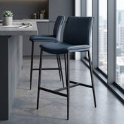 Tabouret Cuir Veritable - Addison Bleu 