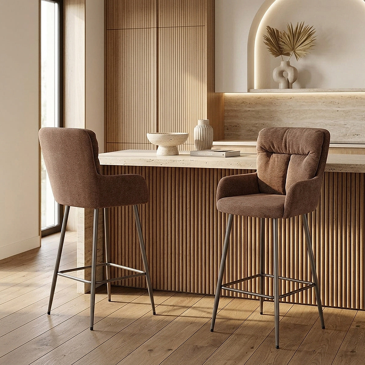 Tabouret Tissu - Albany Marron 
