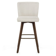 Aldo Dark Oak Bar Stool Ivory Fabric