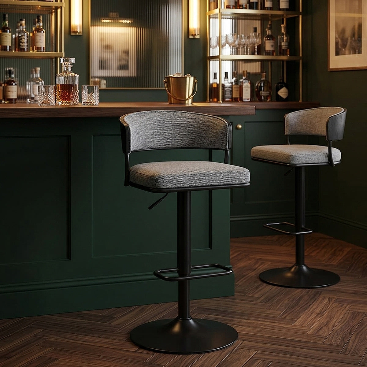 Tabouret de bar Tissu - Alexa Gris 