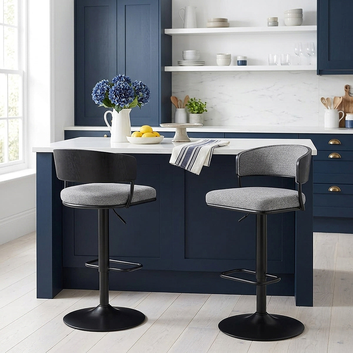 Tabouret de bar Tissu - Alexa Gris 