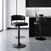 Tabouret Cuir Véritable - Alexa Noir 