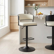 Tabouret Cuir Véritable - Alexa Crème 