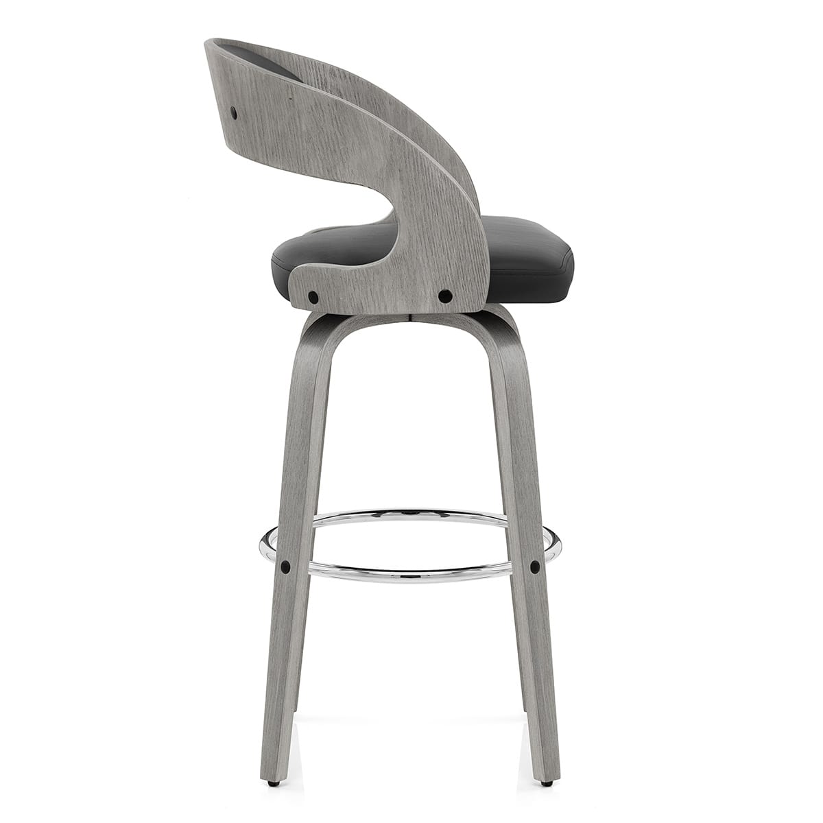 Tabouret Cuir Véritable - Alicia Noir 