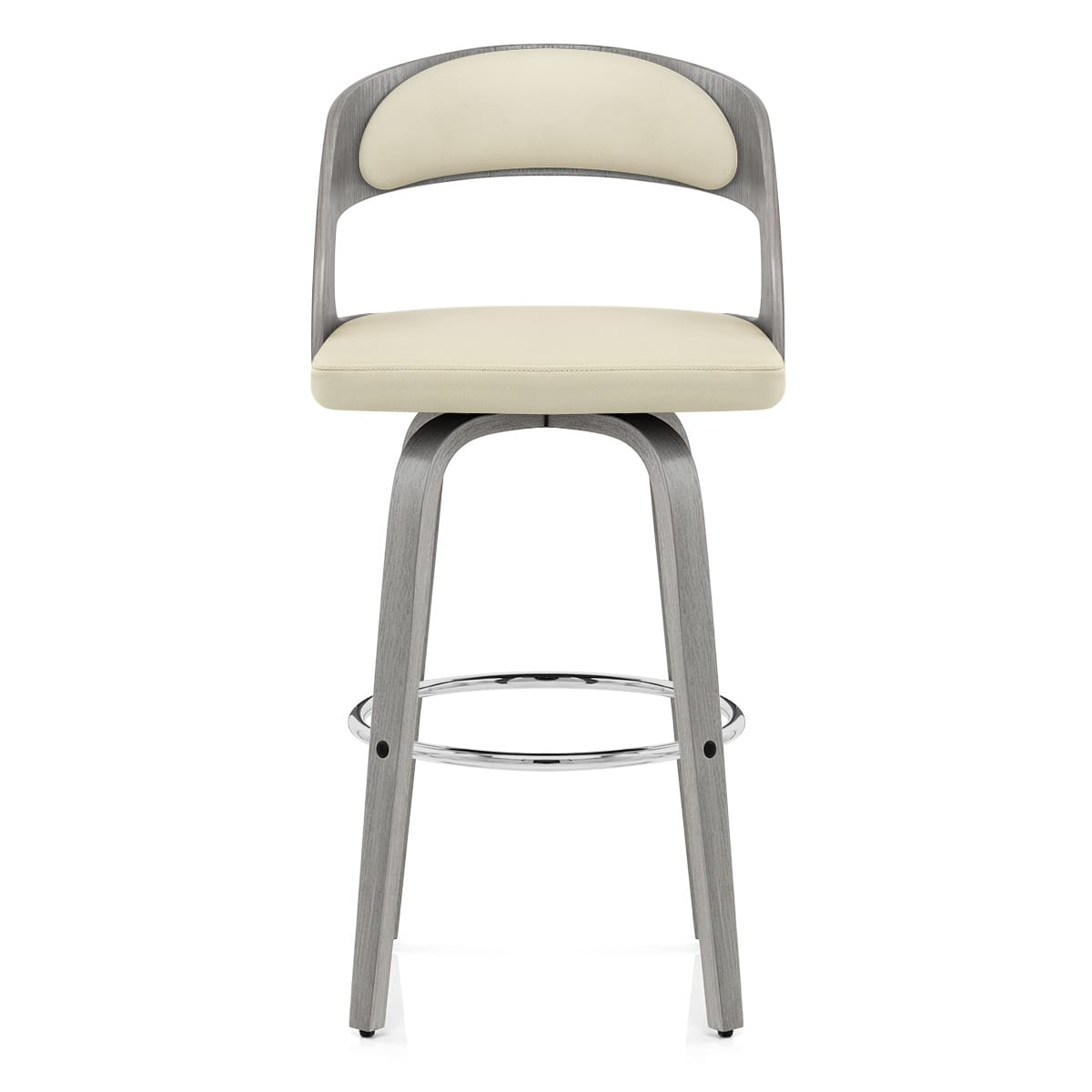 Chaise de bar Bois Gris Faux Cuir - Alicia Crème 