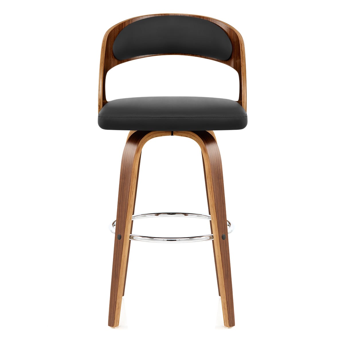Tabouret Faux Cuir Bois - Alicia Noir 