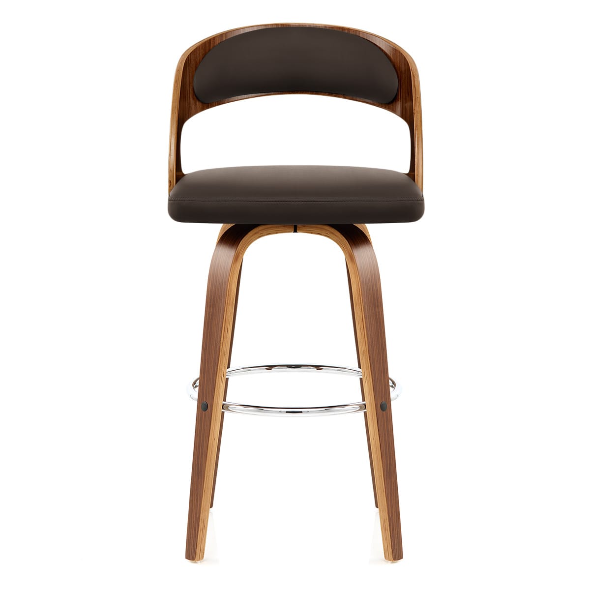 Tabouret Faux Cuir Bois - Alicia Marron 