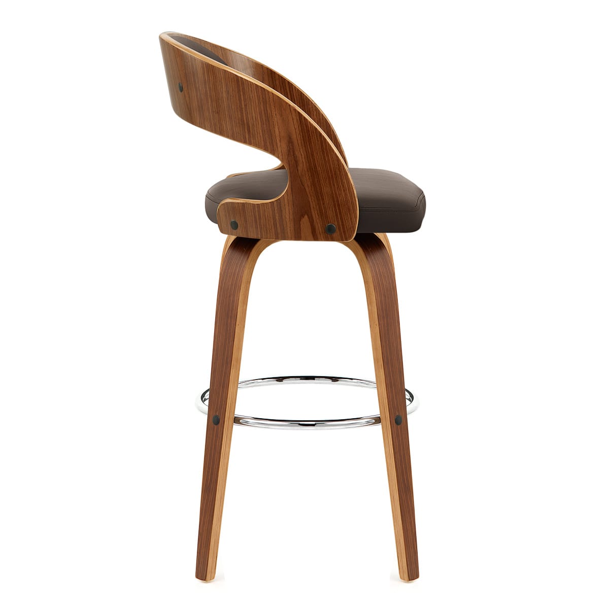 Tabouret Faux Cuir Bois - Alicia Marron 