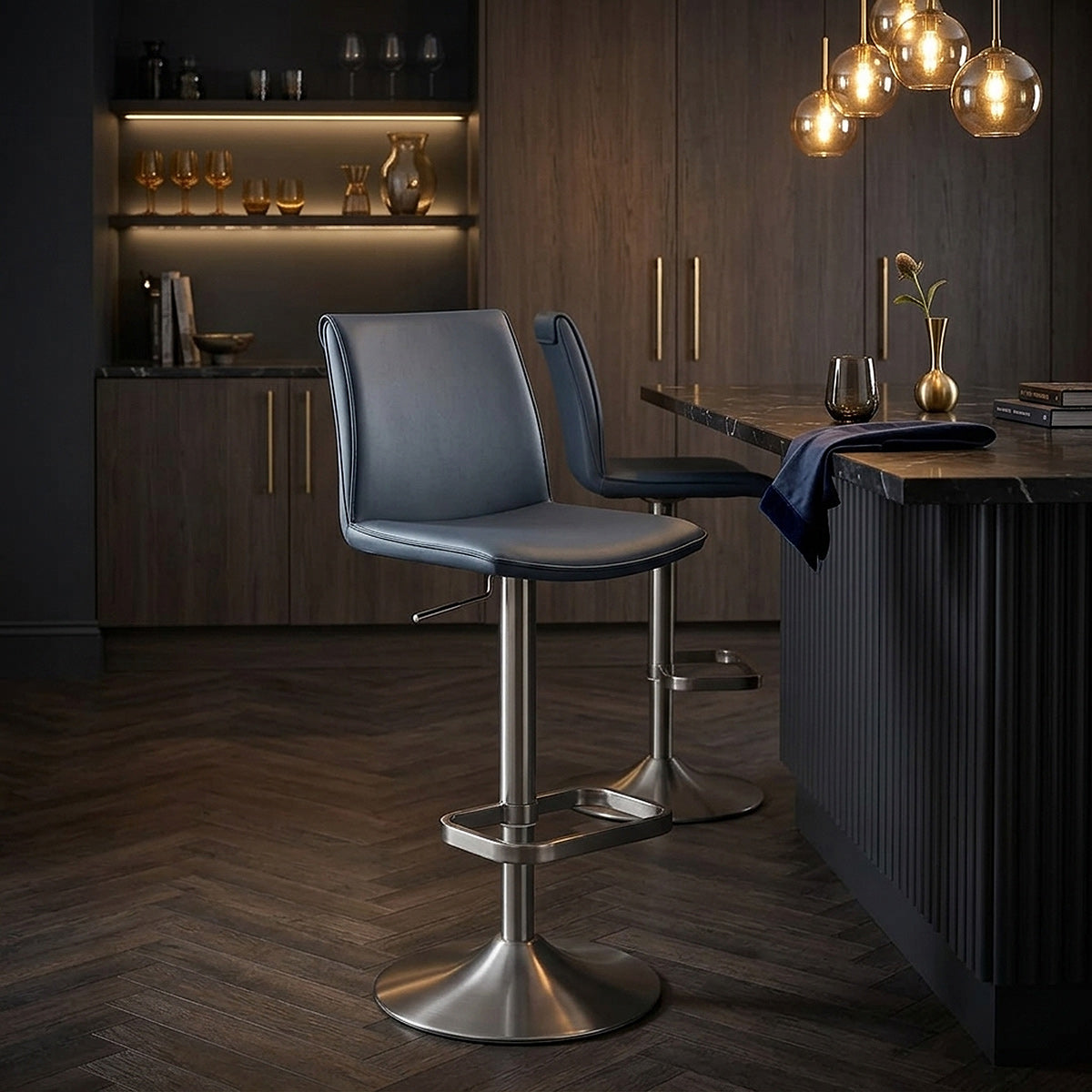 Tabouret de Bar Faux Cuir - Alto Bleu 