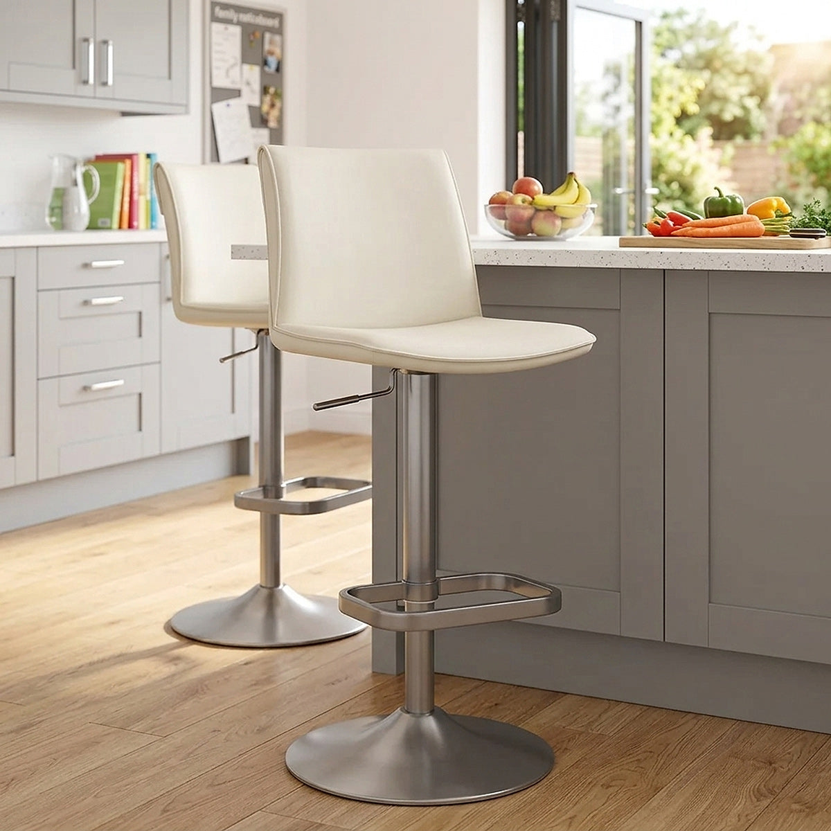 Tabouret de Bar Faux Cuir - Alto Crème 