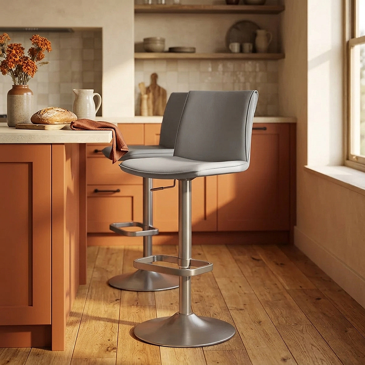 Tabouret de Bar Faux Cuir - Alto Gris 