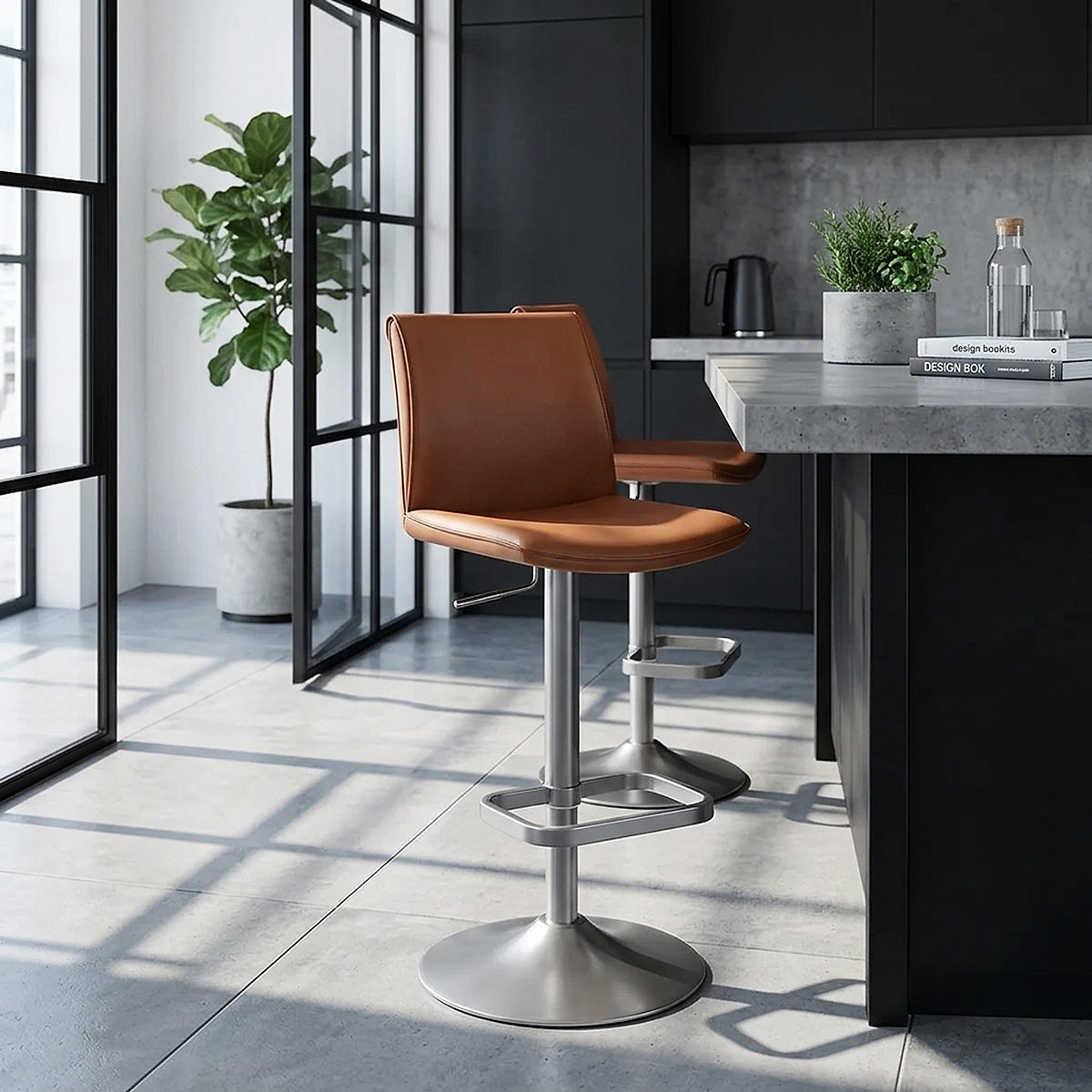 Tabouret de Bar Faux Cuir - Alto Marron 