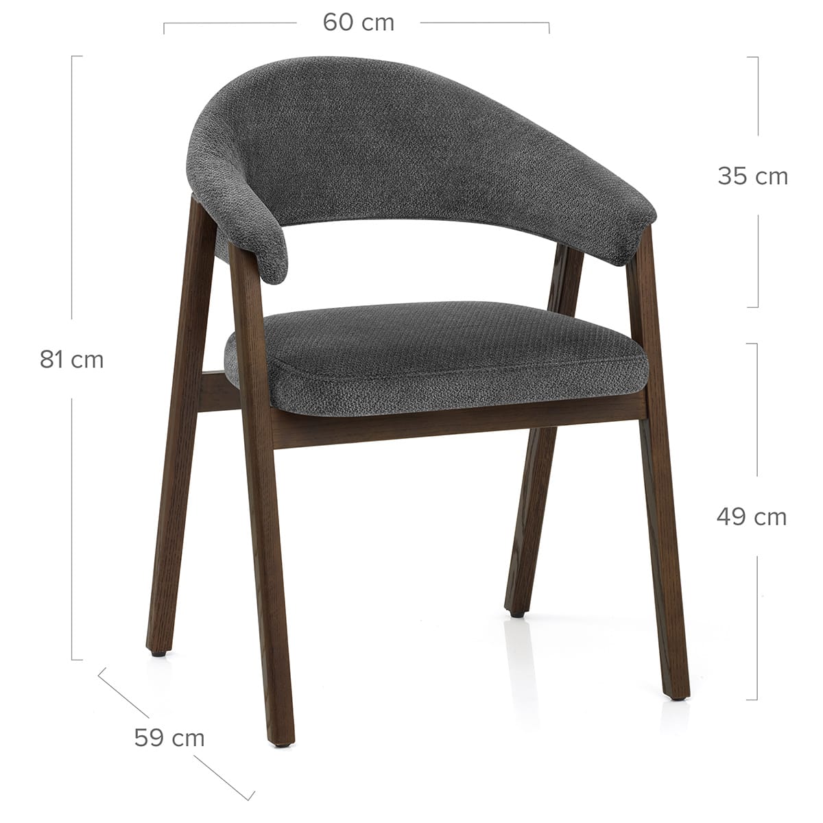 Chaise Chêne Foncé Tissu - Amber Gris Foncé