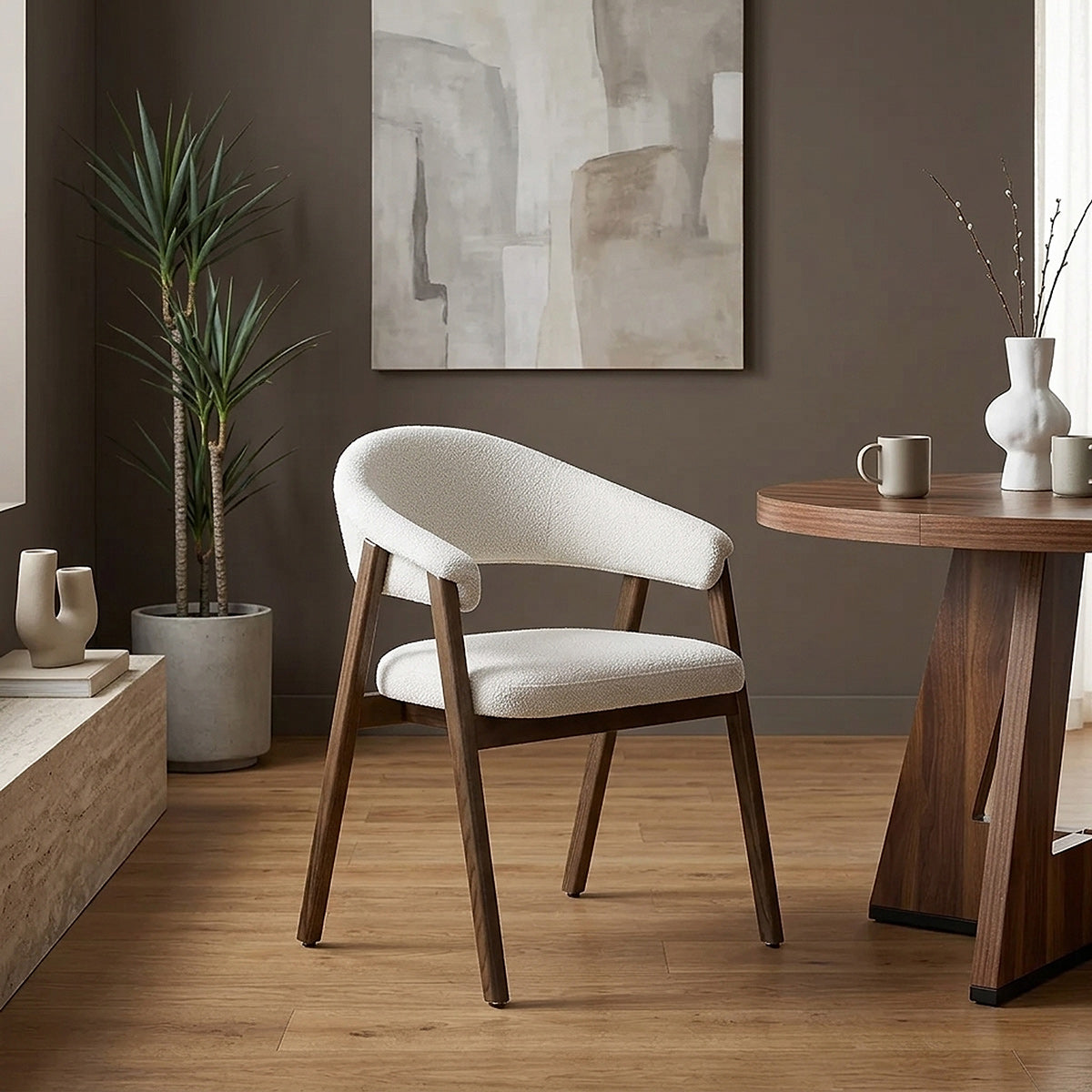 Chaise Chêne Clair Tissu - Amber Ivoire