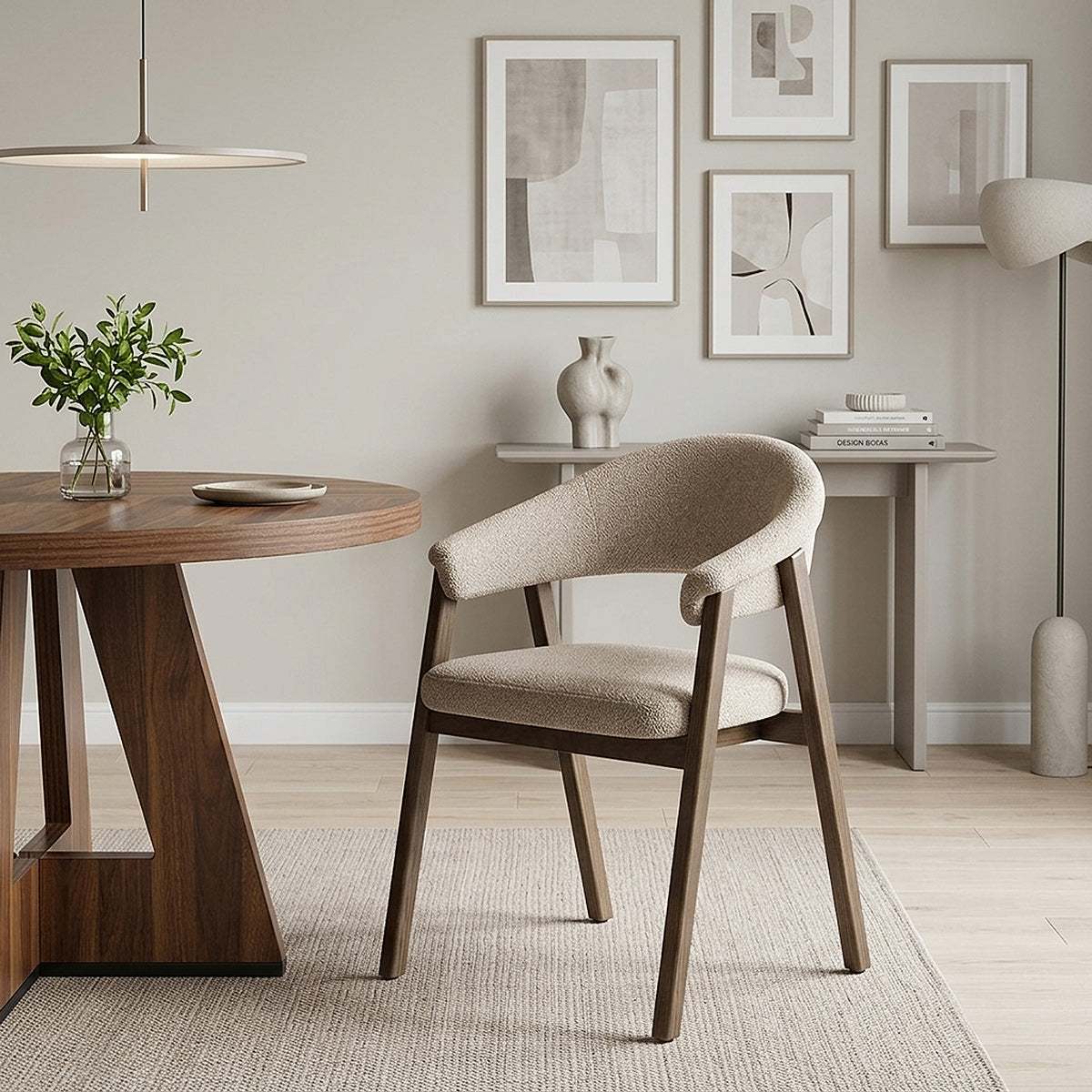 Chaise Chêne Clair Tissu - Amber Taupe