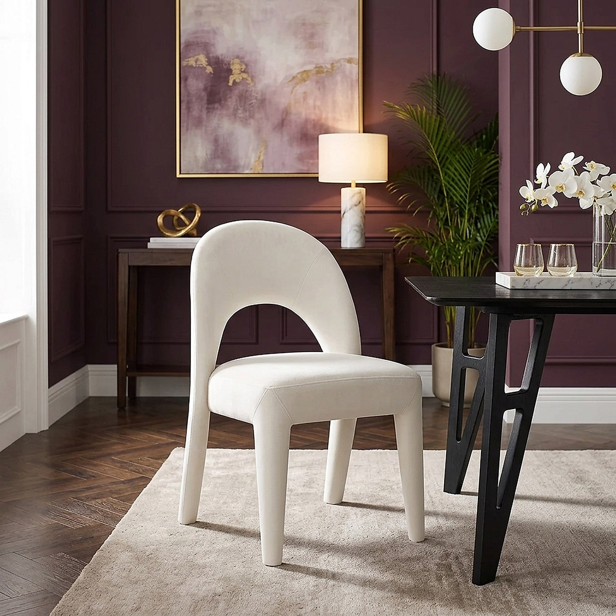 Chaise Velours - Amore Ivoire