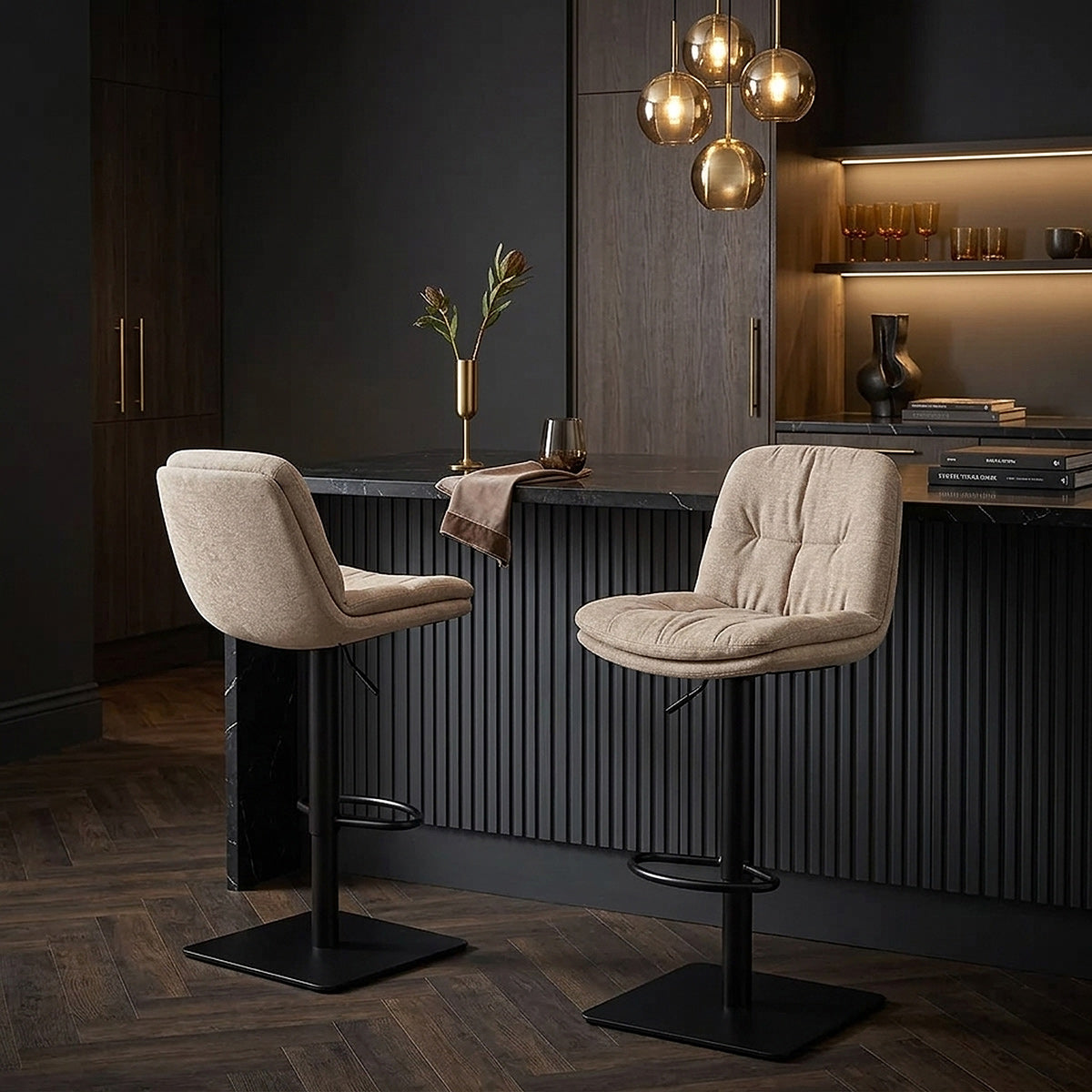 Tabouret de bar Tissu - Angelo Crème 