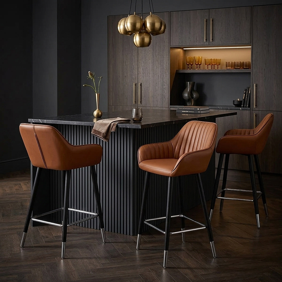 Tabouret de Bar Cuir Véritable - Apres Grande Marron 