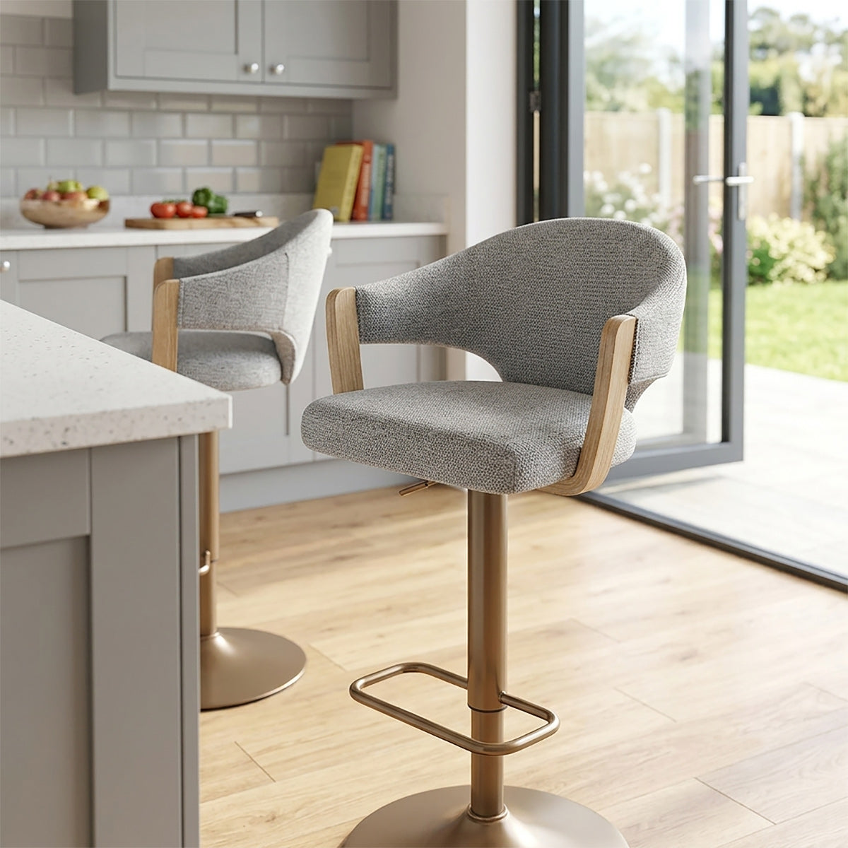 Tabouret de Bar Cuivre Tissu - Arco Gris