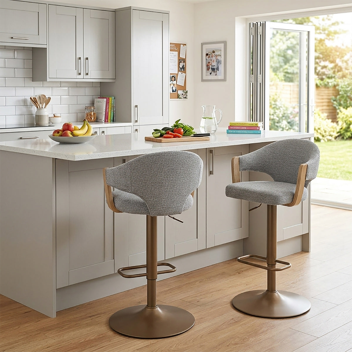 Tabouret de Bar Cuivre Tissu - Arco Gris