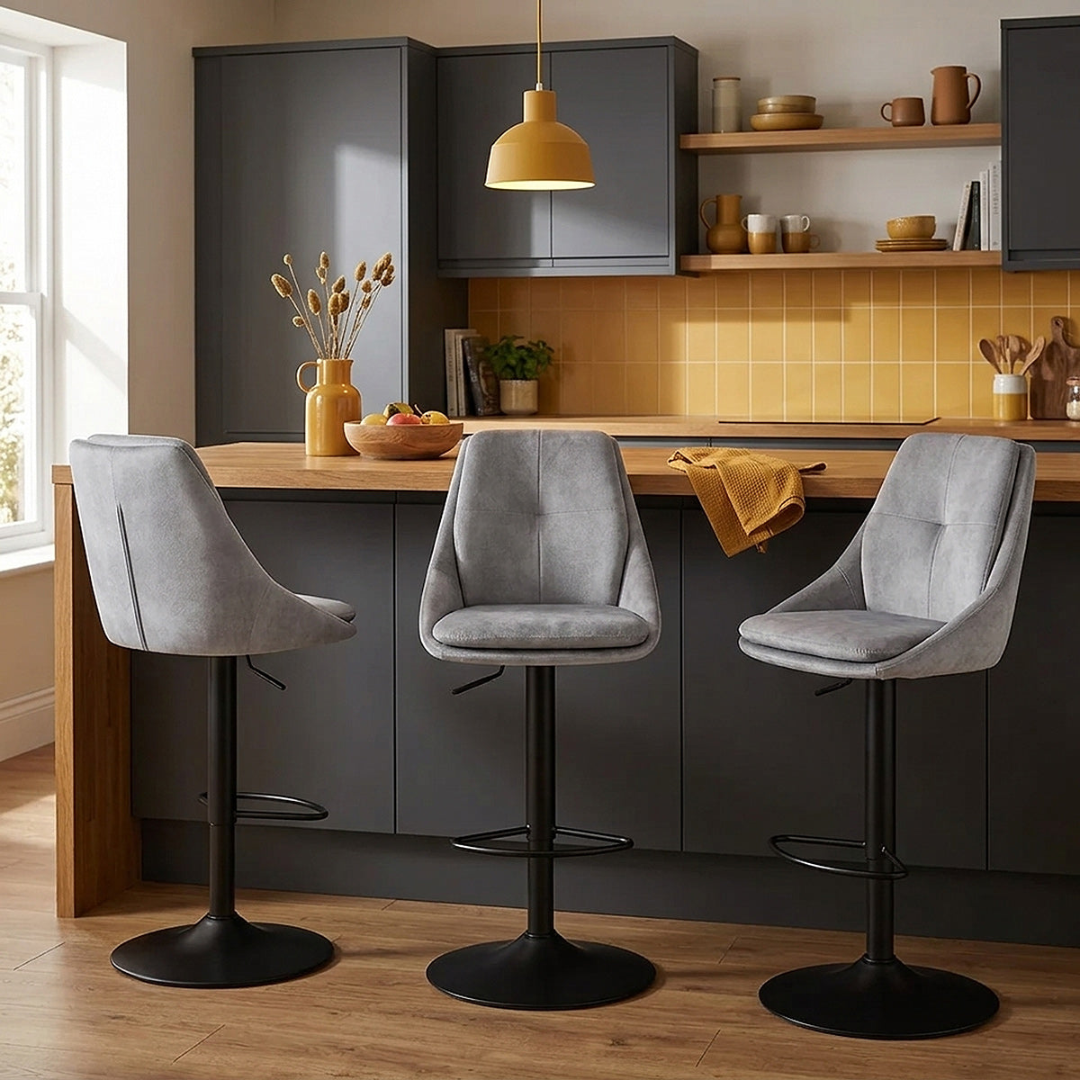 Tabouret de Bar Velours - Aria Gris 