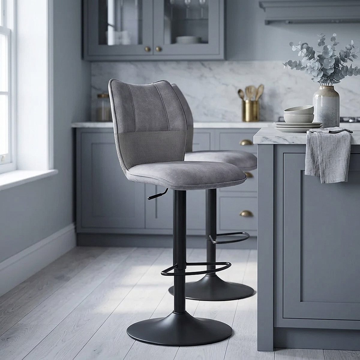 Tabouret de Bar Velours - Art Gris 